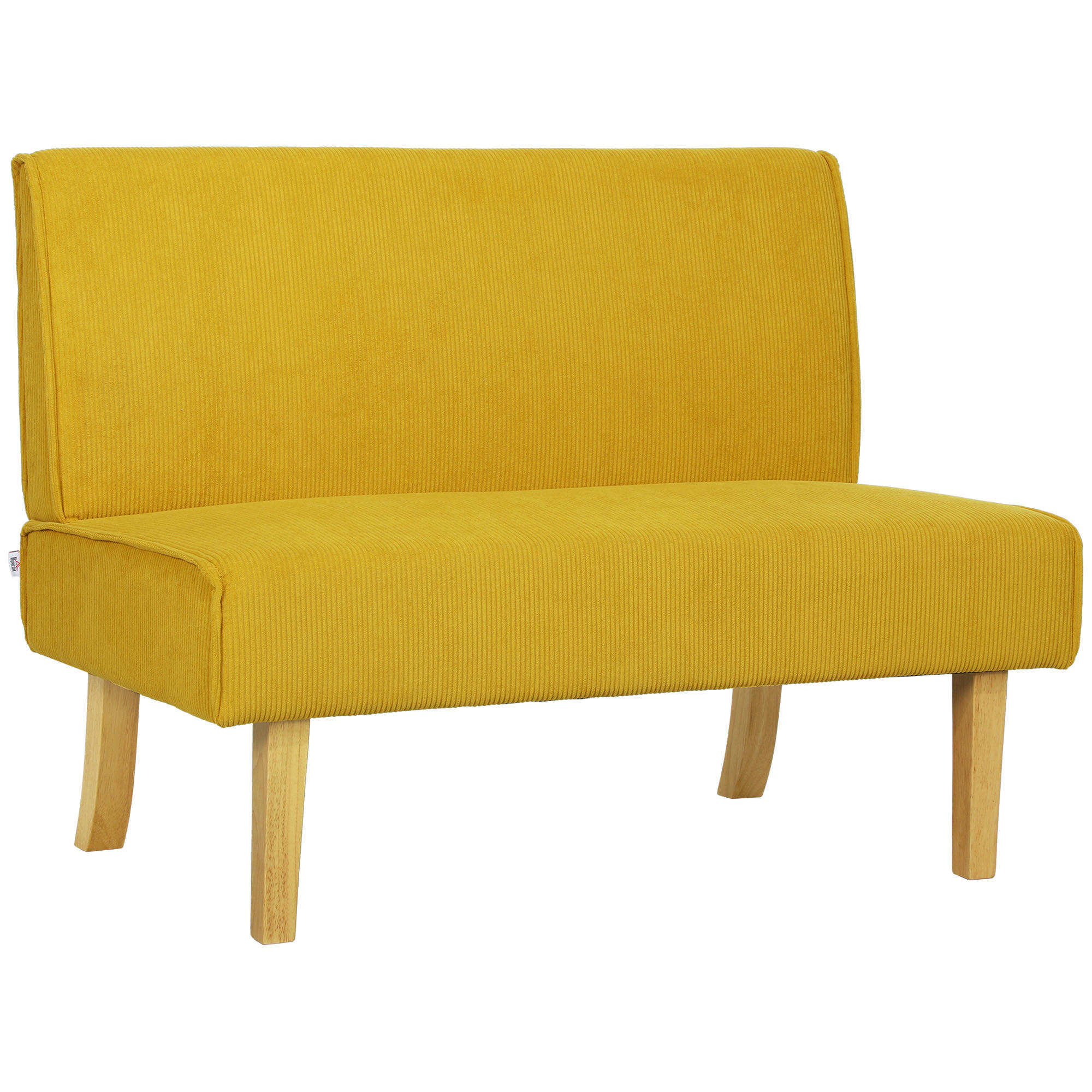 SOFA 2 Sitzer, mit Cord-Optik, 110 x 62 x 85 cm, Gelb - Gelb, Textil (110/85/62cm) - HOMCOM