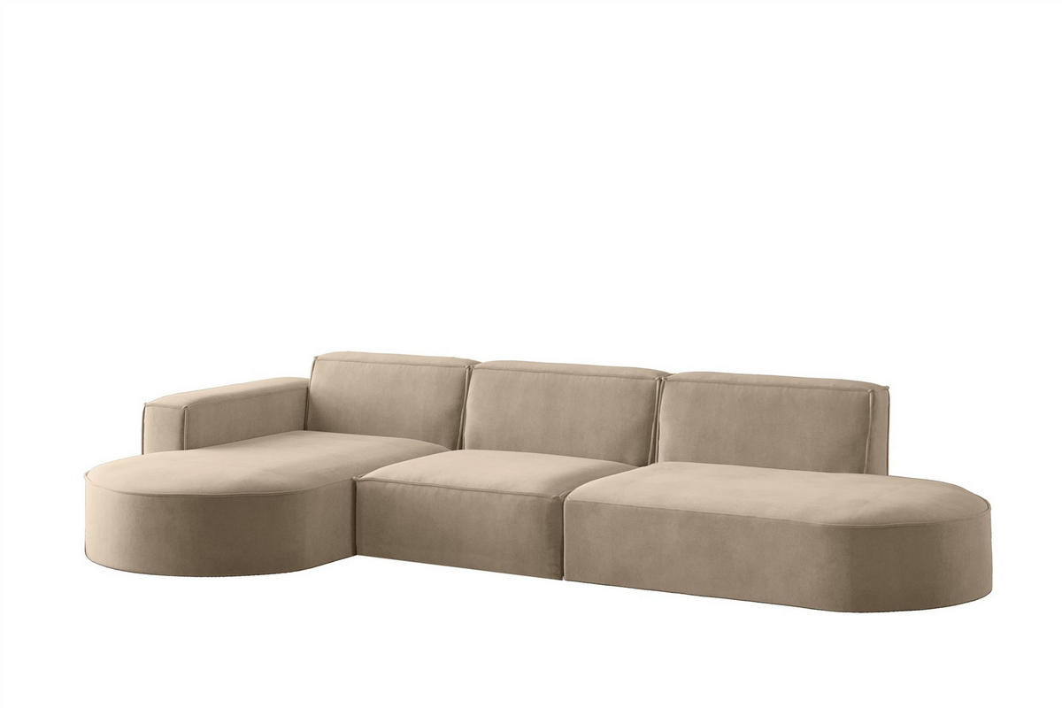 ECKSOFA Palma In Noel - Beige, Holzwerkstoff/Textil (296/165cm) - Fun Möbel