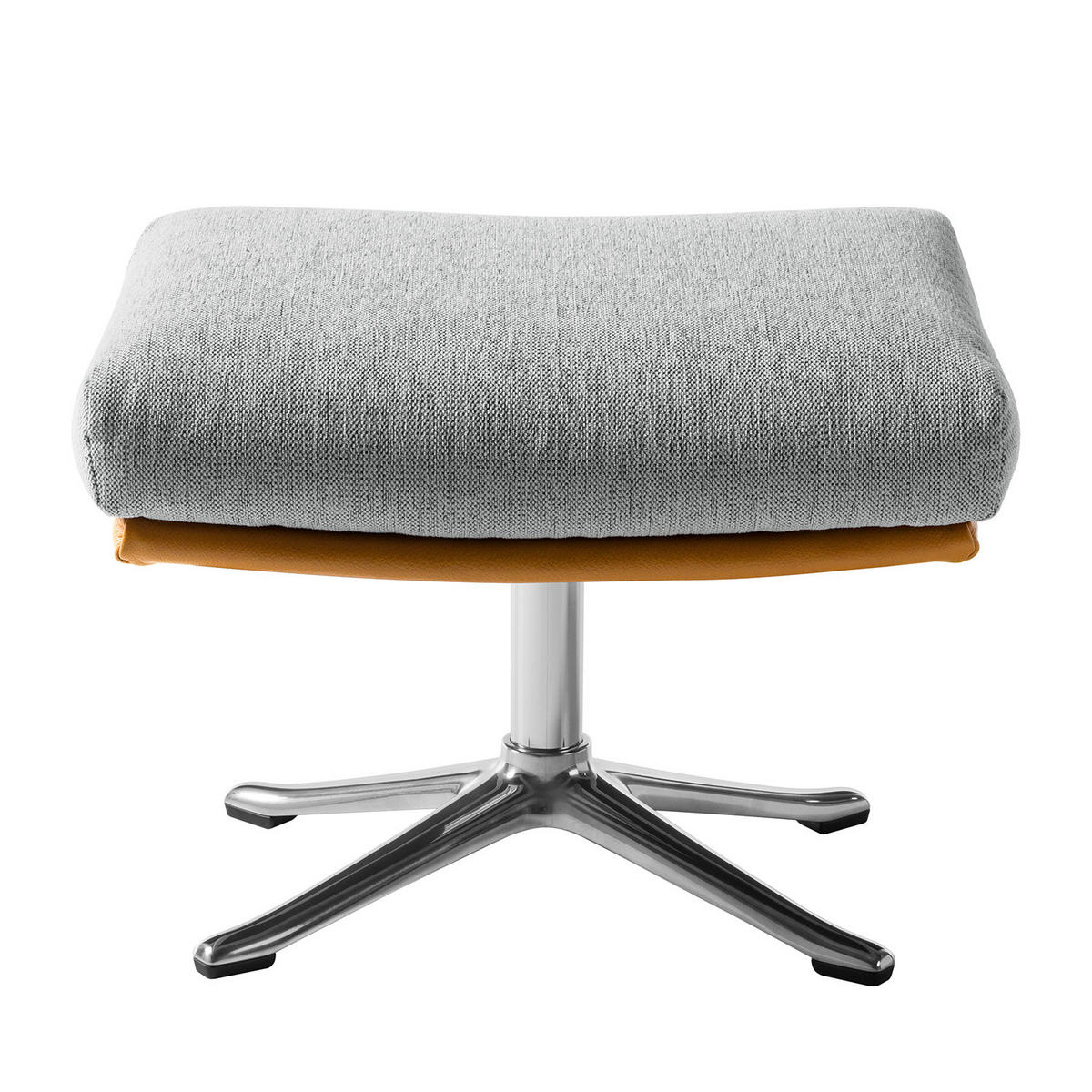 HOCKER mit Kreuzfuß - Chromfarben/Hellgrau, Textil/Metall (54/41/41cm) - home24