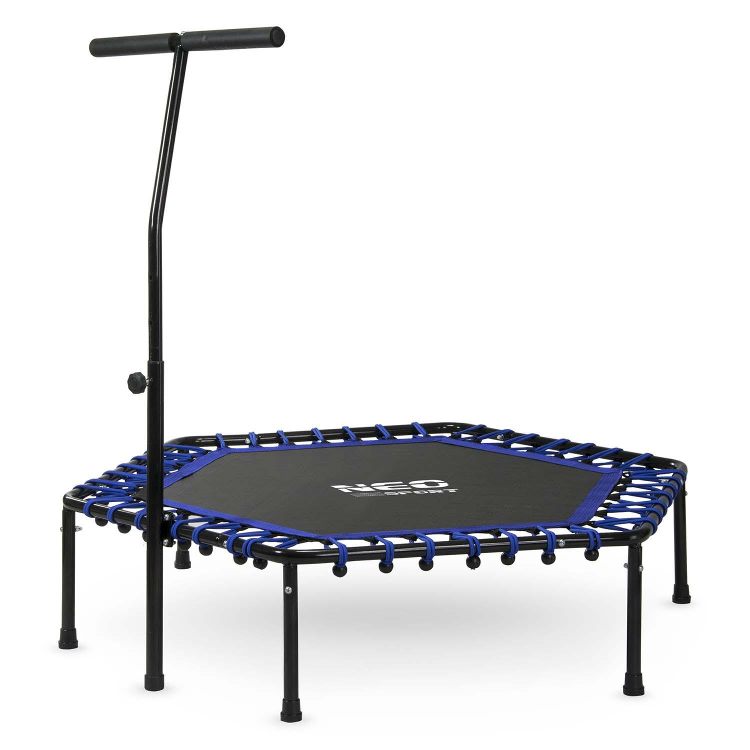 FITNESS-TRAMPOLIN mit Haltegriff 127 cm – sechseckig, blau - Blau, Metall (127/127cm)
