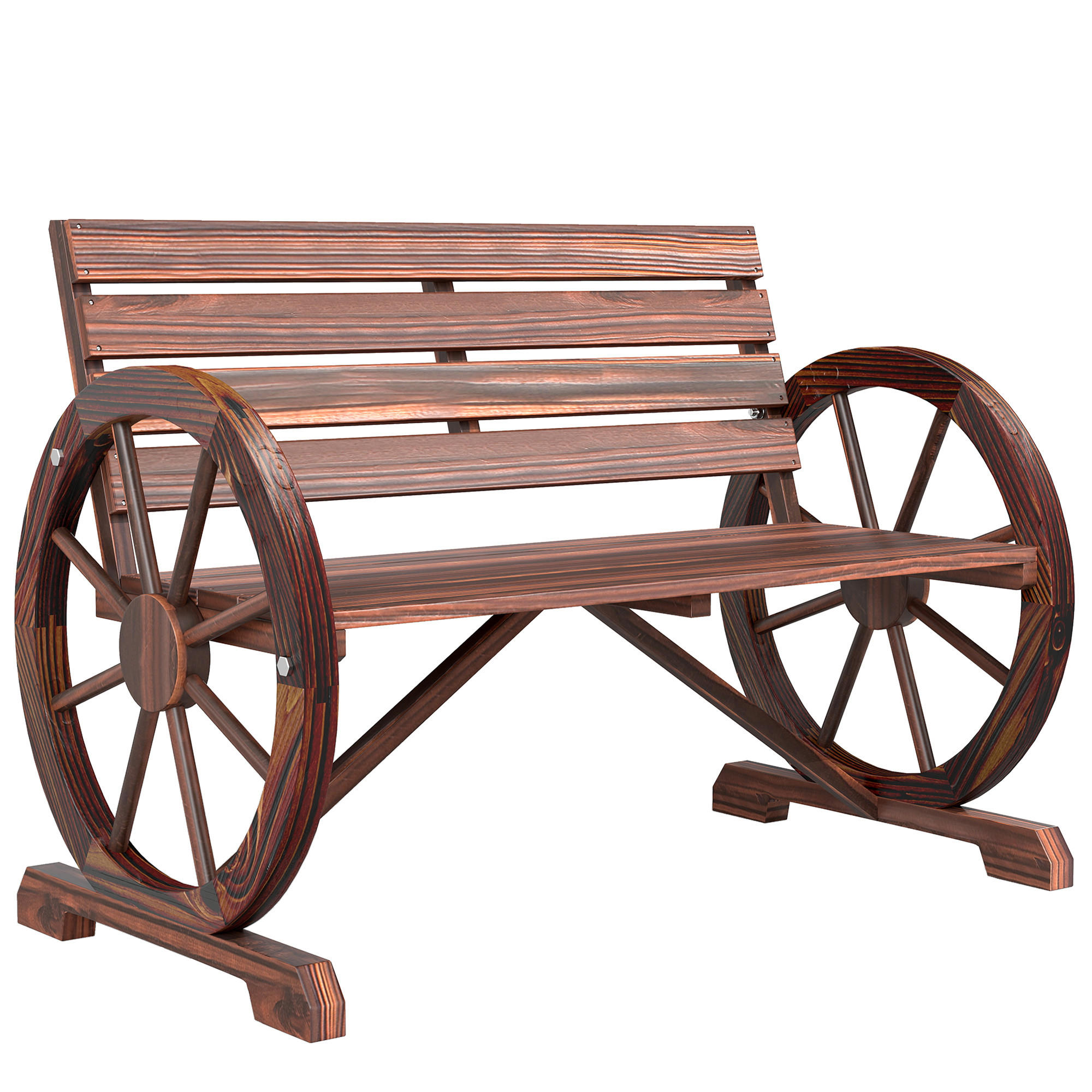 GARTENBANK DE-17756 3-Sitzer mit Wagenrädern & Lattenrost Carbonisiert - Braun, Holz (105.5/75/59cm) - ComfortXL