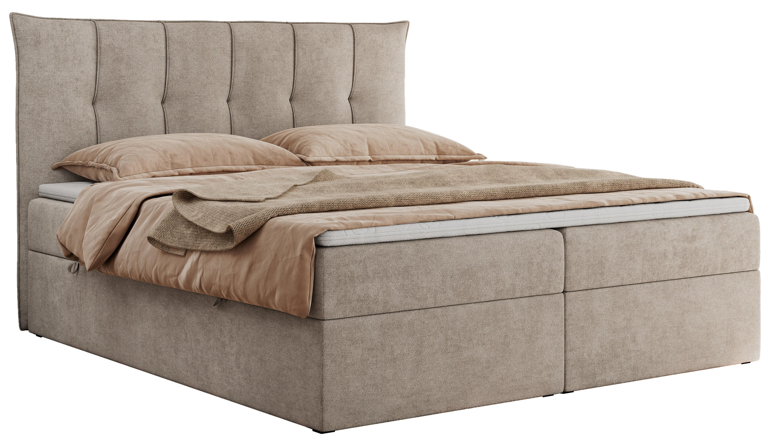BOXBETT PREMIUM 10 180/200 Beige Struktur - H3 - Beige, Holz/Textil (180/200cm) - MKS
