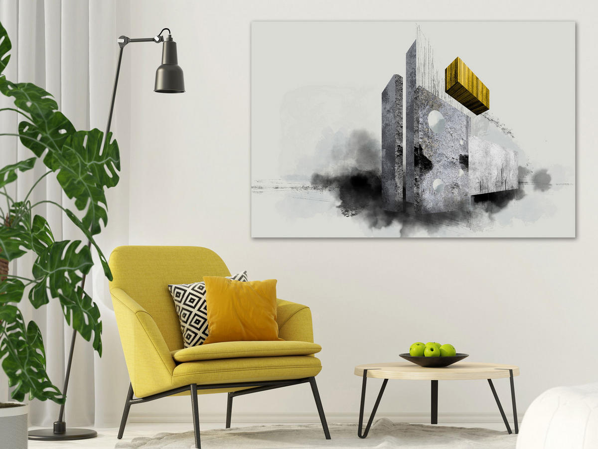 KUNSTDRUCK Schwarz-Weiß 120/80 cm - Gelb/Schwarz, Textil (120/80cm) - KUNSTLOFT