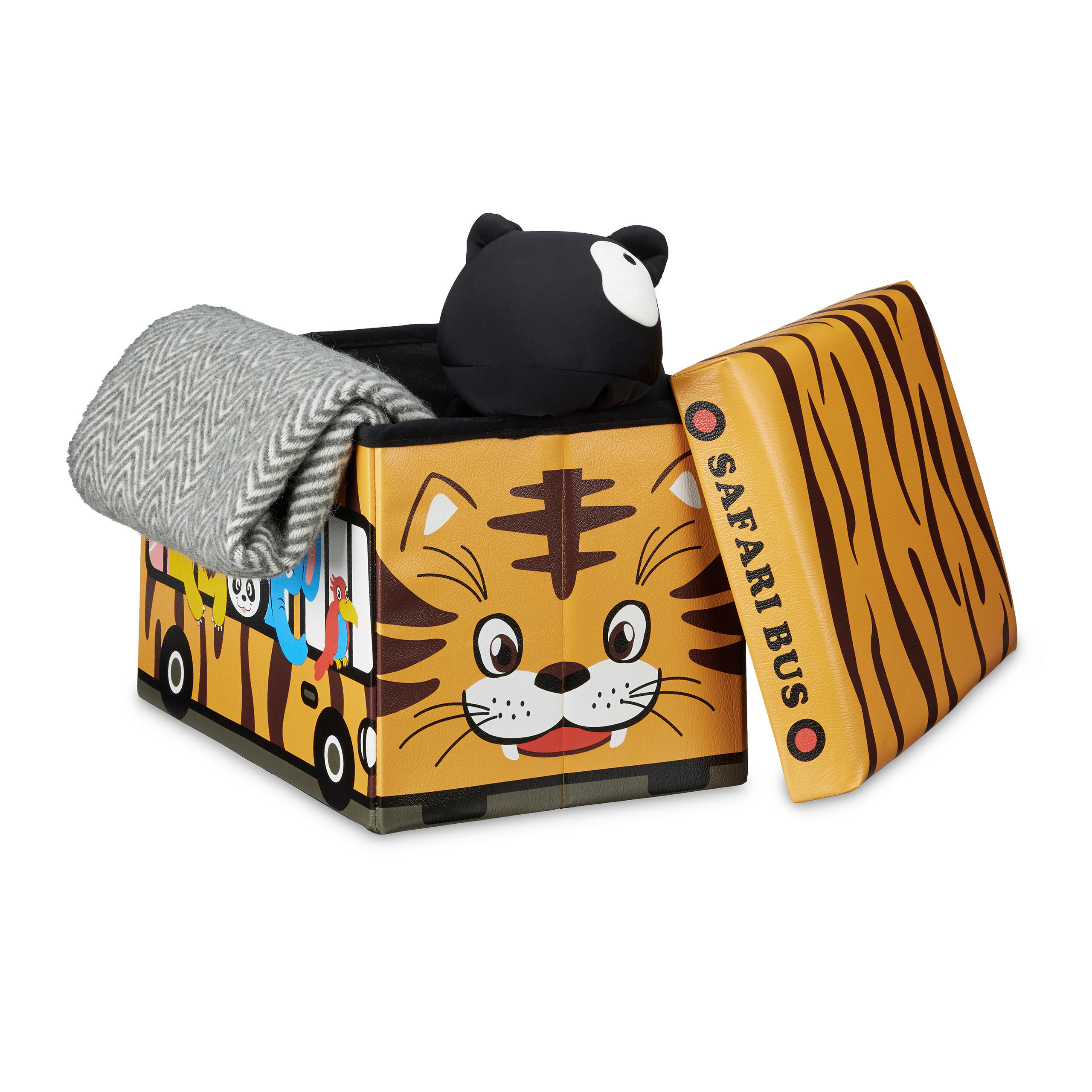 FALTBARE Spielzeugkiste - Hellbraun, Holzwerkstoff/Kunststoff (48/32/32cm) - Relaxdays