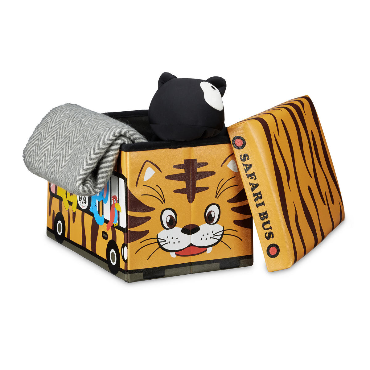 FALTBARE Spielzeugkiste - Hellbraun, Holzwerkstoff/Kunststoff (48/32/32cm) - Relaxdays