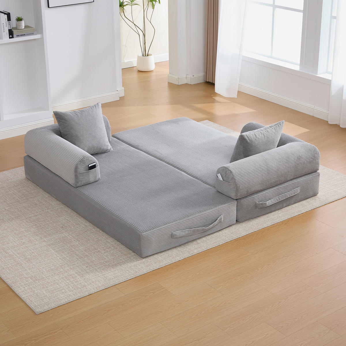 SOFA 3-Sitzer 200/94/67 cm Hellgrau - Hellgrau, Textil (94/67/200cm)