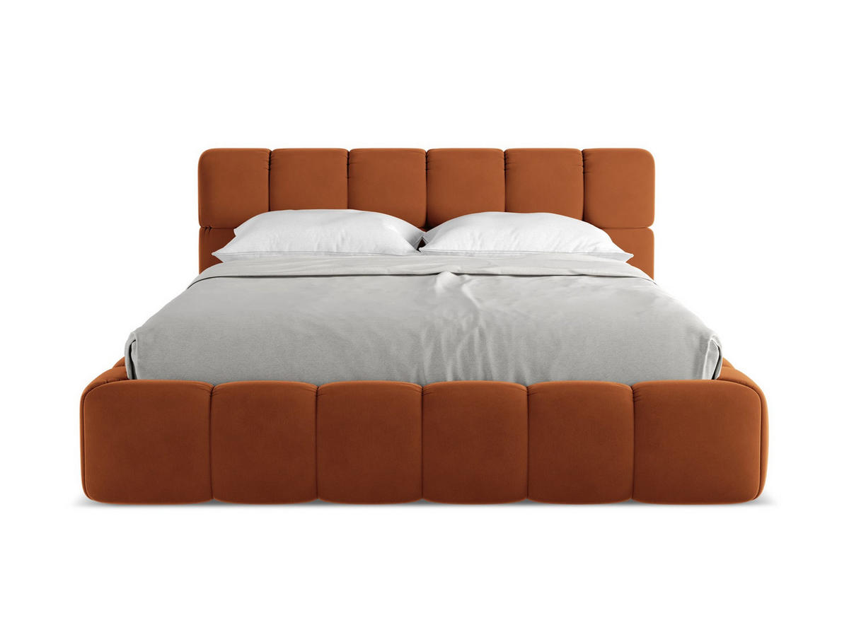 POLSTERBETT mit Bettkasten und Lattenrost 180x228 Orange - Terracotta/Schwarz, Kunststoff/Textil (160/200cm) - Makamii