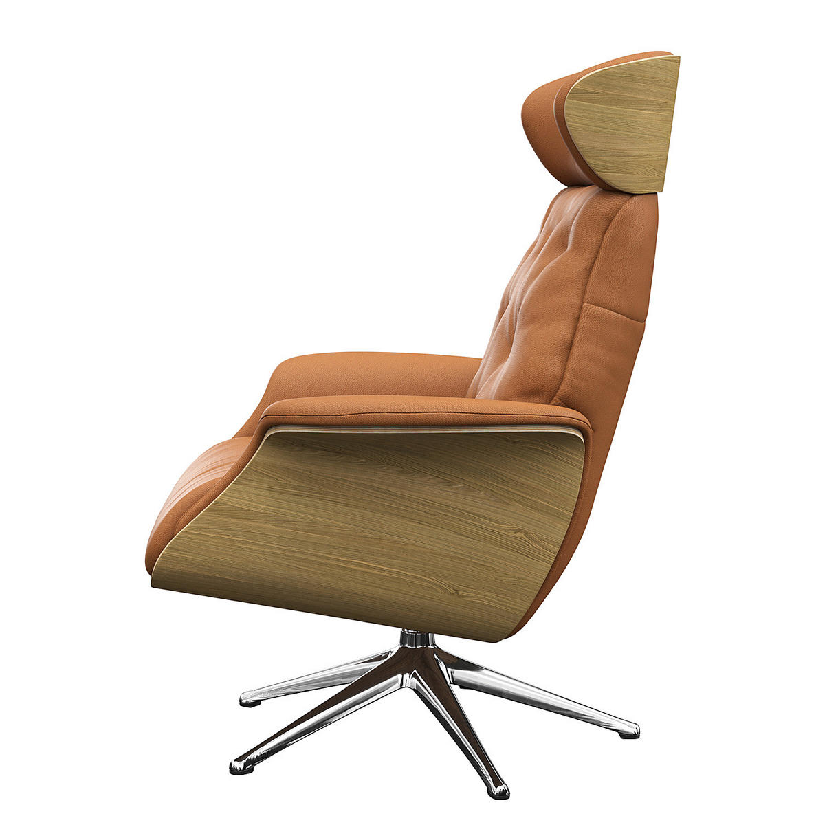 RELAXSESSEL - Echtleder - Chromfarben/Cognac, Leder/Metall (83/112/83cm) - home24