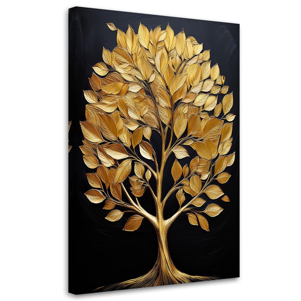 WANDBILD goldener glamour liebesbaum - Goldfarben, Textil (40/60cm) - Feeby