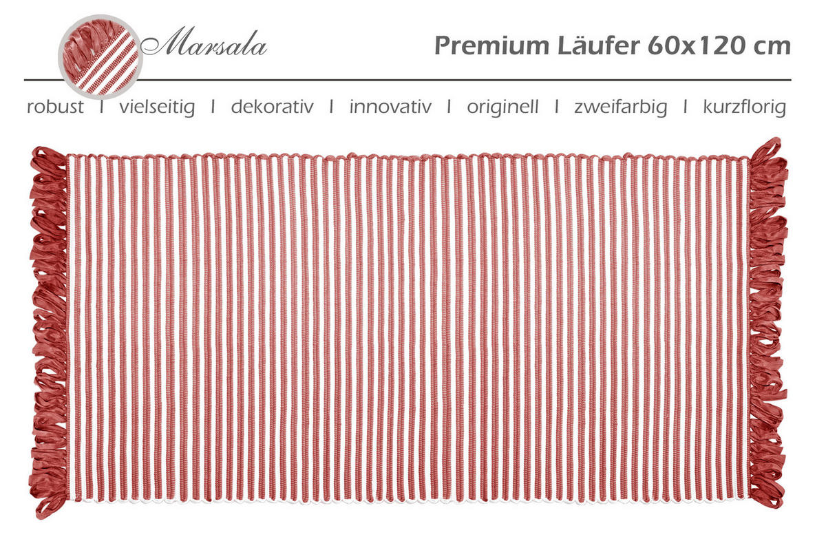 HANDGEWEBTER Läufer 60x120 cm Marsala - Altrosa, Naturmaterialien/Textil (60/120cm) - Lashuma