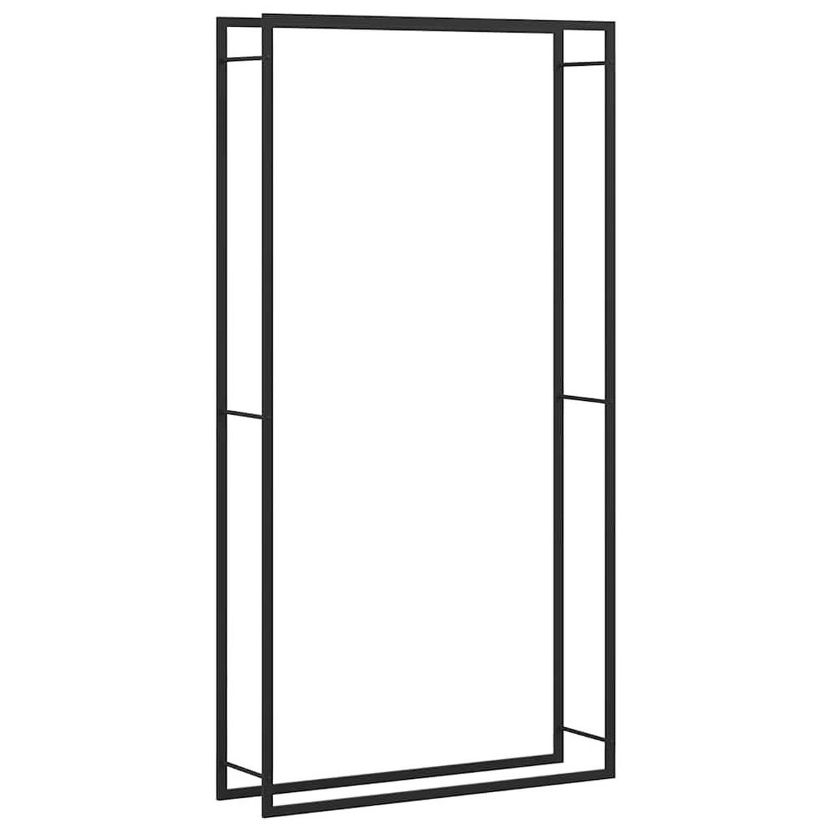 BRENNHOLZREGAL Mattschwarz 110/28/214 Cm Stahl - Schwarz, Metall (28/214/110cm) - vidaXL