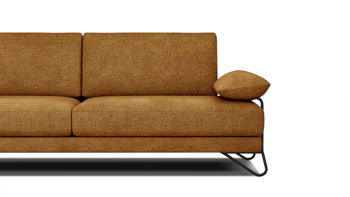 SOFA LORI 3-Sitzer, orange - Schwarz/Orange, Holzwerkstoff/Textil (245/87/96cm) - Courtois Laville
