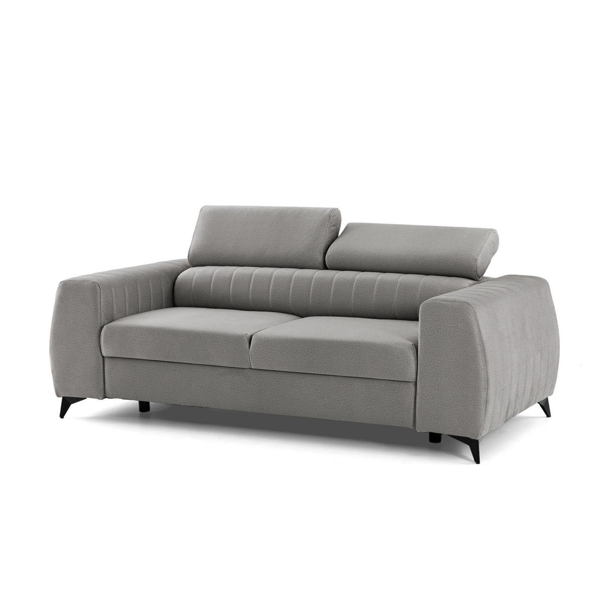 2-SITZER-SOFA PIERO 206 cm Velours Hellgrau - Hellgrau/Schwarz, Holz/Textil (206/95/100cm) - Muffo