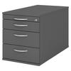 ROLLCONTAINER - mit 3 Schubladen 80/42,8/51,2 cm in Graphitfarben Bogengriff (Metall) - Graphitfarben, Holzwerkstoff (42.8/51.2/80cm) - bümö