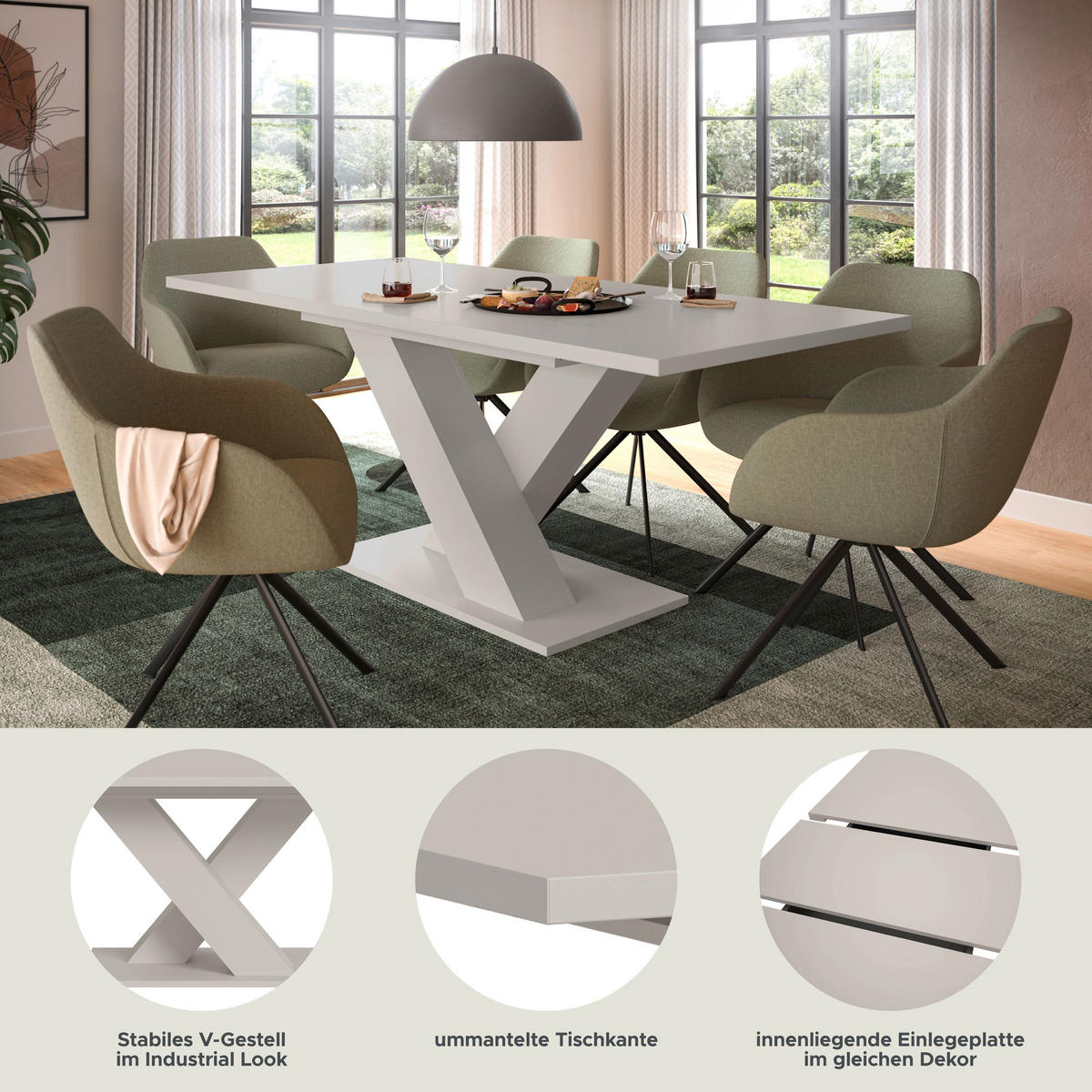 ESSTISCH MOTION (B/H/T: ca. 150/76/90 cm) in Kaschmir/Kaschmir - Kaschmir, Holzwerkstoff (90/150/76cm)