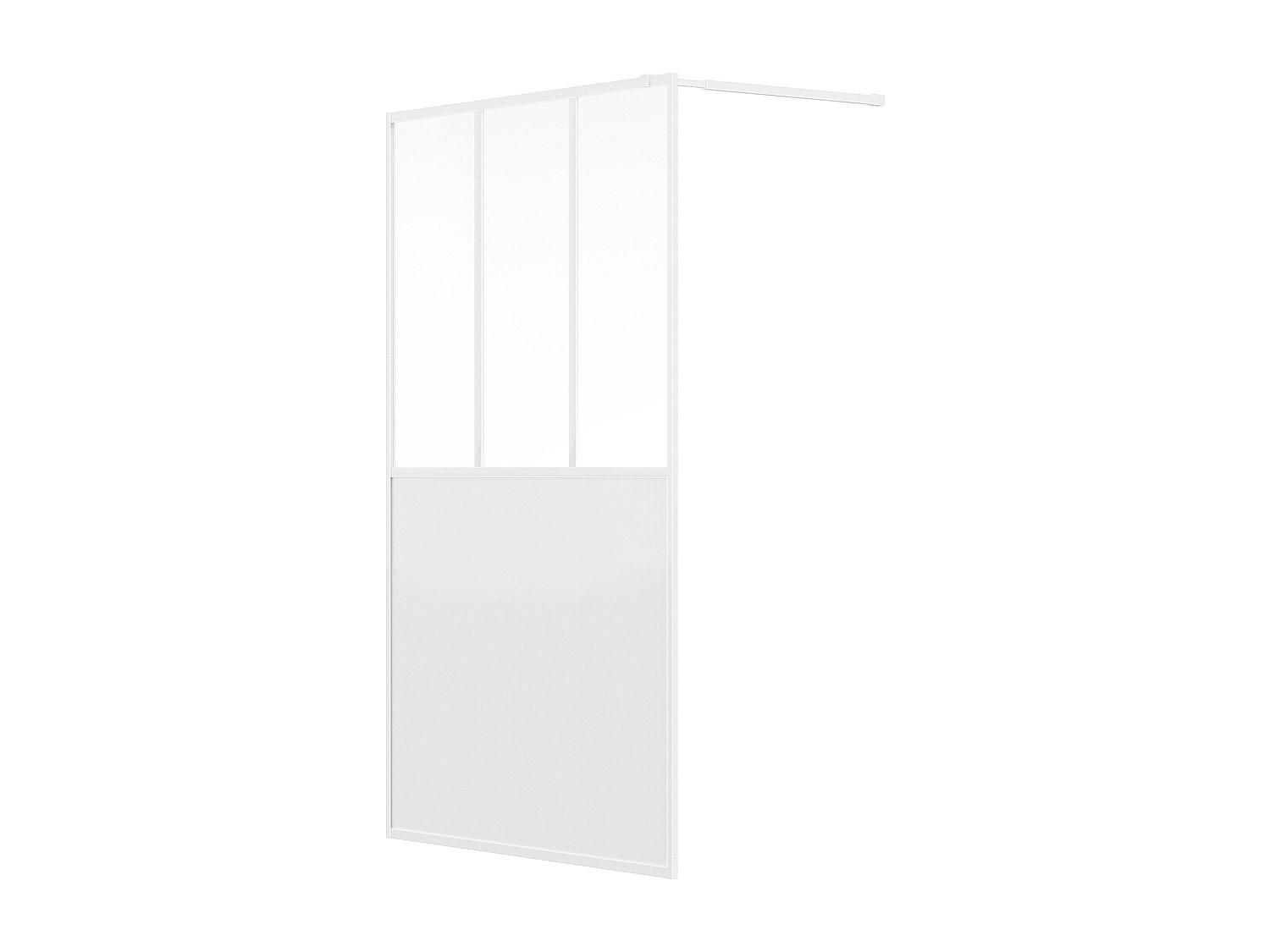 DUSCHTRENNWAND Seitenwand italienische Dusche - Industrial Style - Weiß matt - 120 x 200 cm - URBANIK - Weiß, Metall (120/200cm) - Vente-Unique