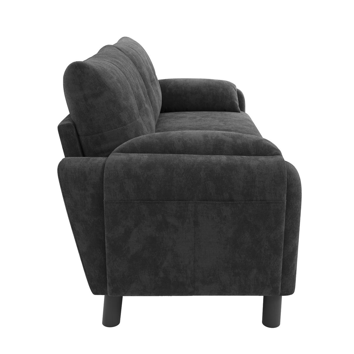 2-SITZER Sofa Chenille mit Seitentaschen und 2 Kissen 158/80/88,5 cm Grau - Grau, Textil (80/88.5/158cm) - Redom