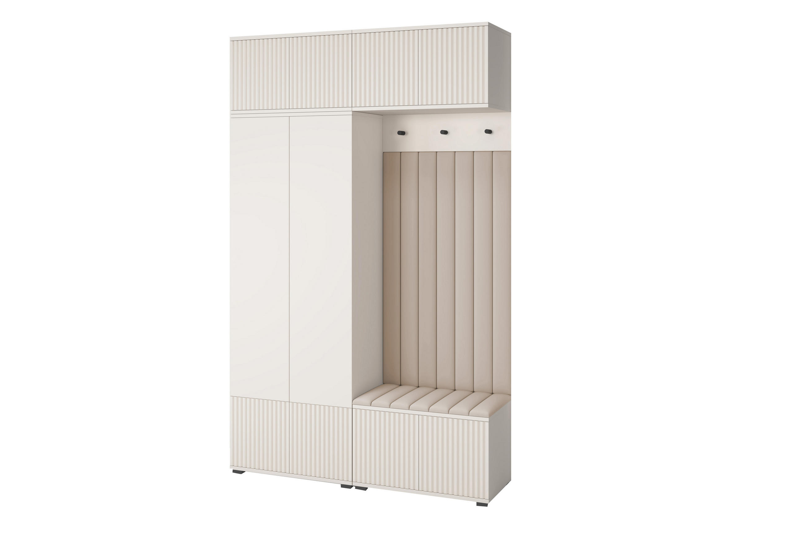 GARDEROBE Ritmo version 2 mit POLSTERPANEELEN BEIGE - Beige/Creme, Holzwerkstoff (140/225/40cm) - Jerpax