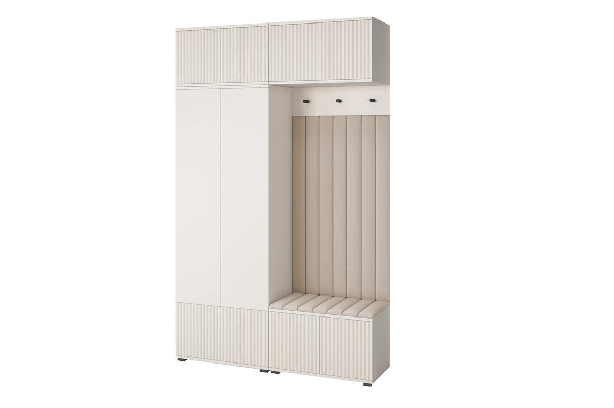 GARDEROBE Ritmo version 2 mit POLSTERPANEELEN BEIGE - Beige/Creme, Holzwerkstoff (140/225/40cm) - Jerpax