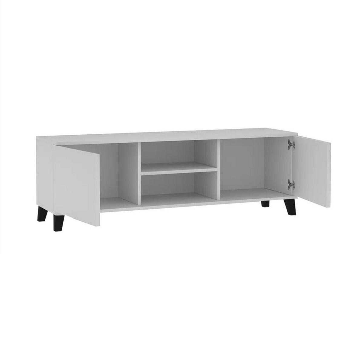 LOWBOARD Home mit 2 Türen, ohne Griffe, Weiß - Schwarz/Weiß, Holzwerkstoff (150/50/40cm) - Beautysofa
