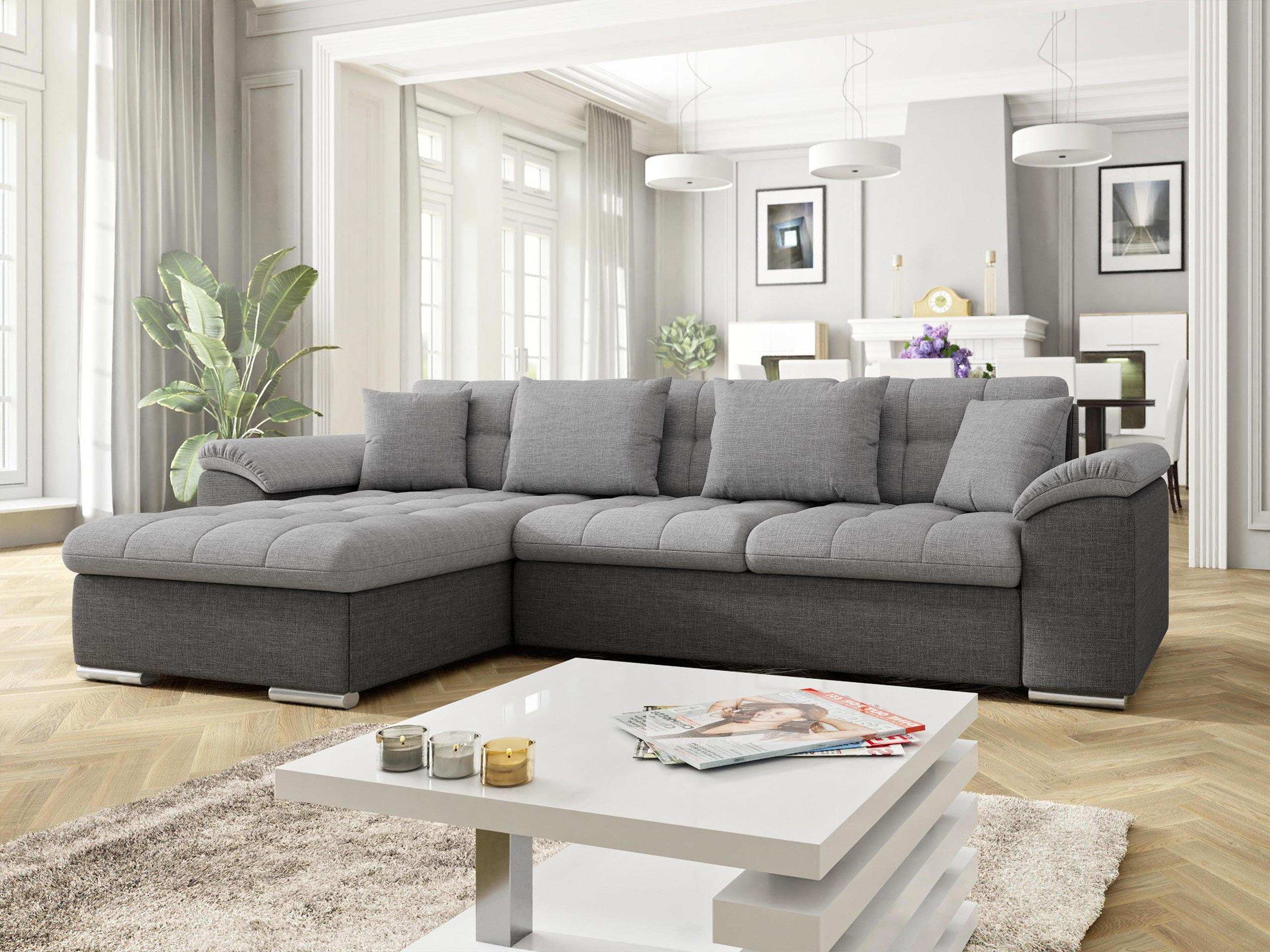 ECKSOFA Diana Lux, Seite: Links - Grau, Holz/Textil (280/160cm) - MIRJAN24