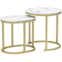 KONFERENČNÍ stolky, sada 2 ks, MDF a ocel, bílá, stohovatelné,50/50/50.5 cm - bílá, kompozitní dřevo (50/50/50.5cm) - BEAOK