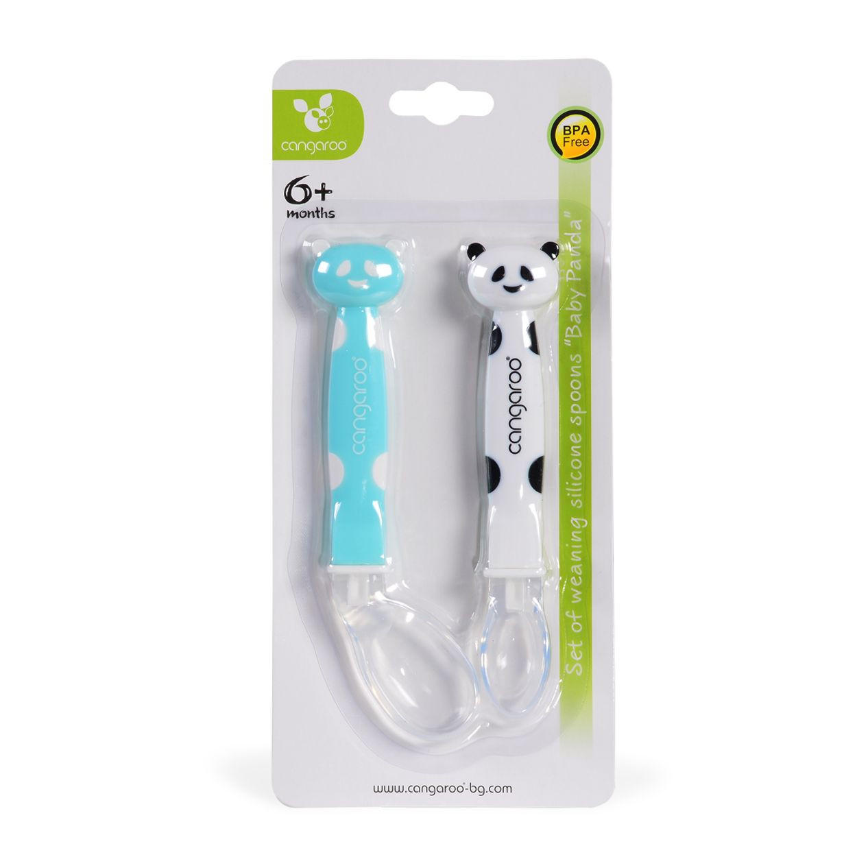 BABYLÖFFEL Panda F1607 2er-Set blau Silikon, Silikonspitze, Griff, 2 Stück, ab 6 Monate, ab 6 Monaten - Blau, Kunststoff (2/1/15cm) - Moni