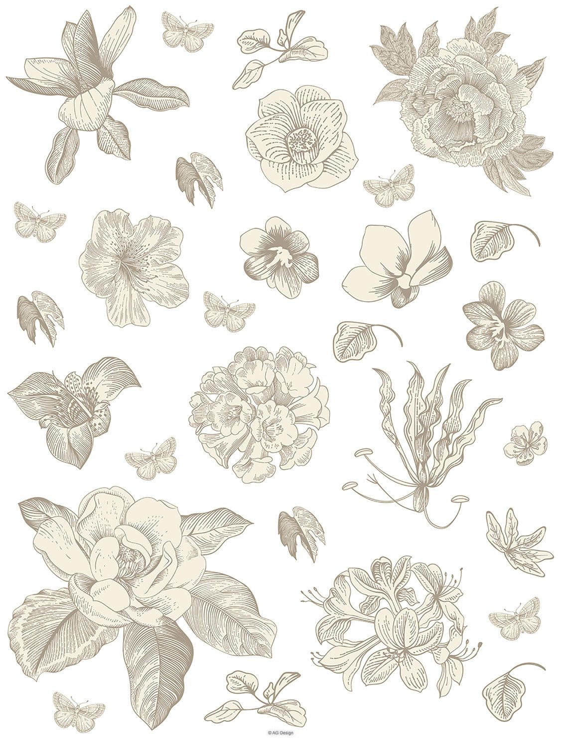 WANDTATTOO Blumen 85 x 65 cm - Grau, Papier (85/65/65cm) - Sanders & Sanders