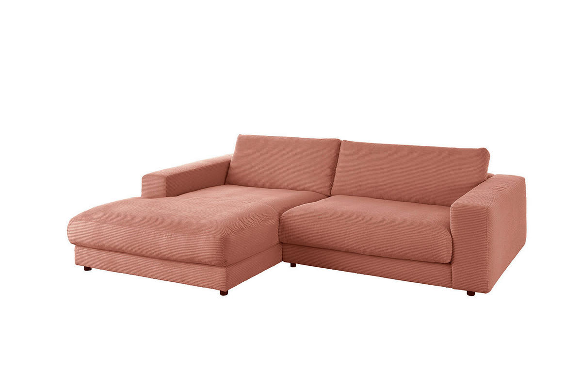 ECKSOFA MADELINE Braun Cord - Dunkelbraun/Schwarz, Kunststoff/Textil (270/190cm) - KAWOLA
