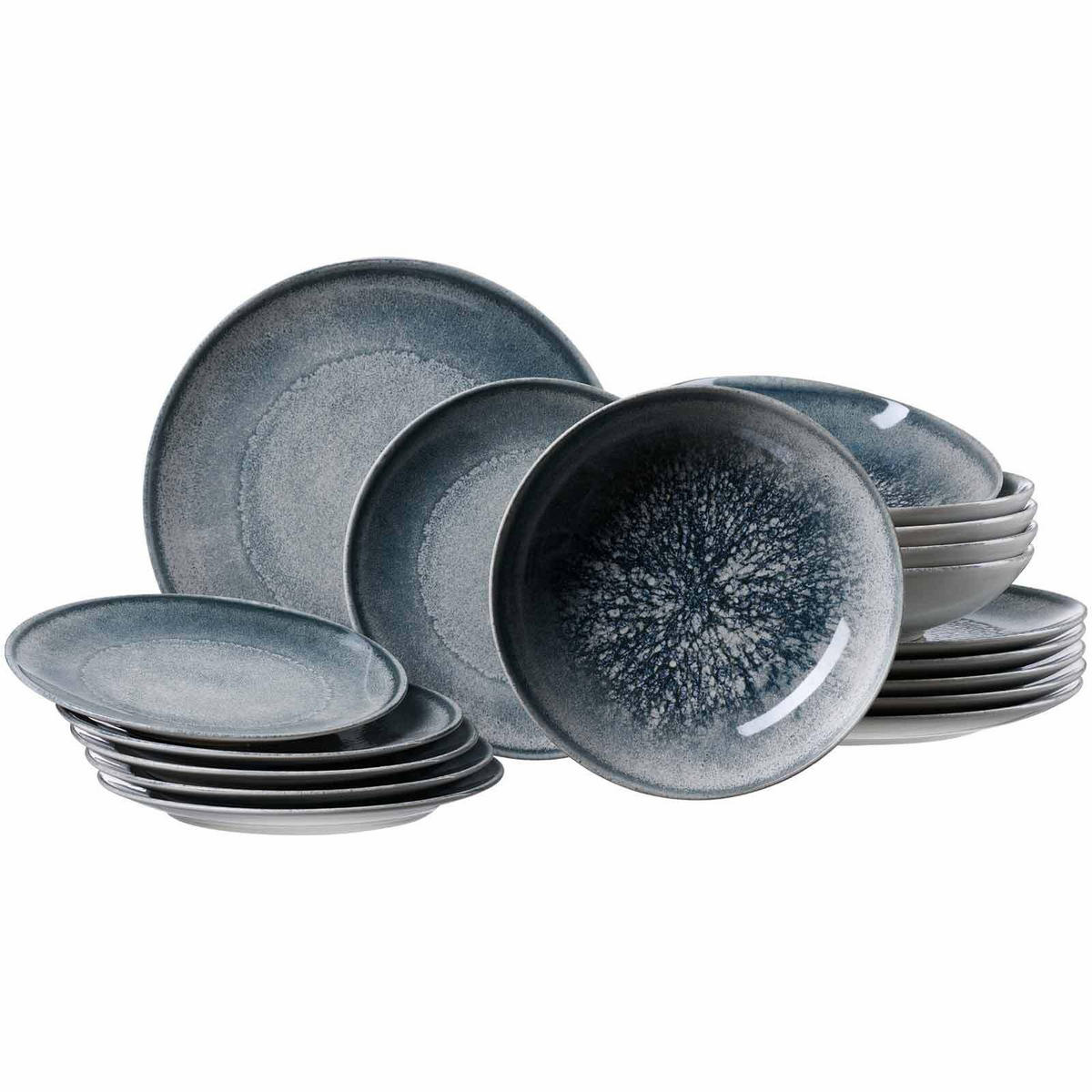 TELLER-SET Grana grau 18er Set - Grau, Keramik (1/1/1cm) - Ritzenhoff Breker