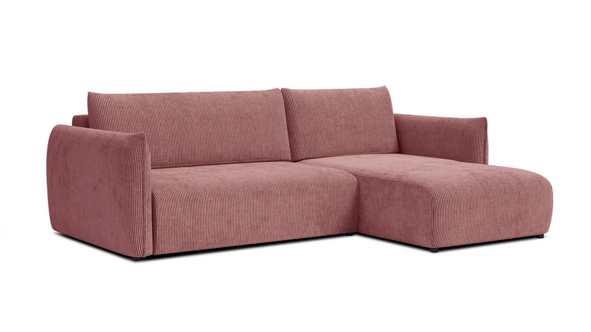 ECKSOFA TAUER 3-Sitzer links, altrosa - Schwarz/Altrosa, Holz/Textil (248/173cm) - Courtois Laville
