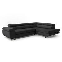 ECKSOFA Velmo mit Bettkasten und Schlaffunktion, verstellbaren Kopfstützen, in L-Form - Dunkelgrau, Textil (275/203cm)