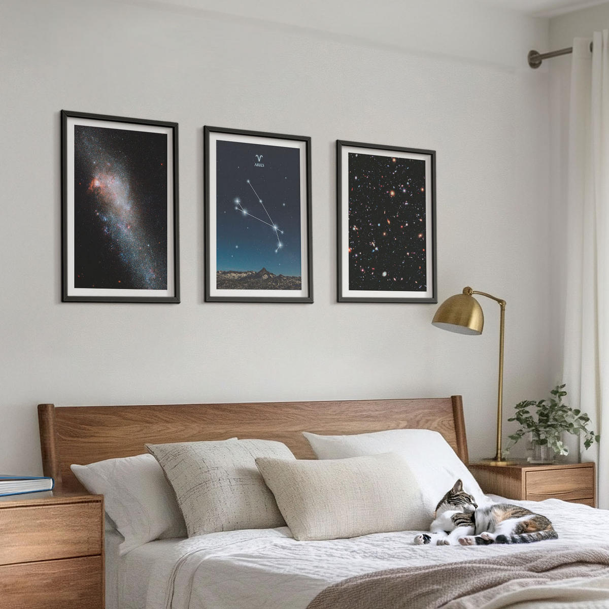 WANDBILDER 3er-Set - 40x60 cm Schwarzer Rahmen - Kosmische Landschaften von Galaxien - Schwarz, Kunststoff (40/60cm) - ArtPrintCave