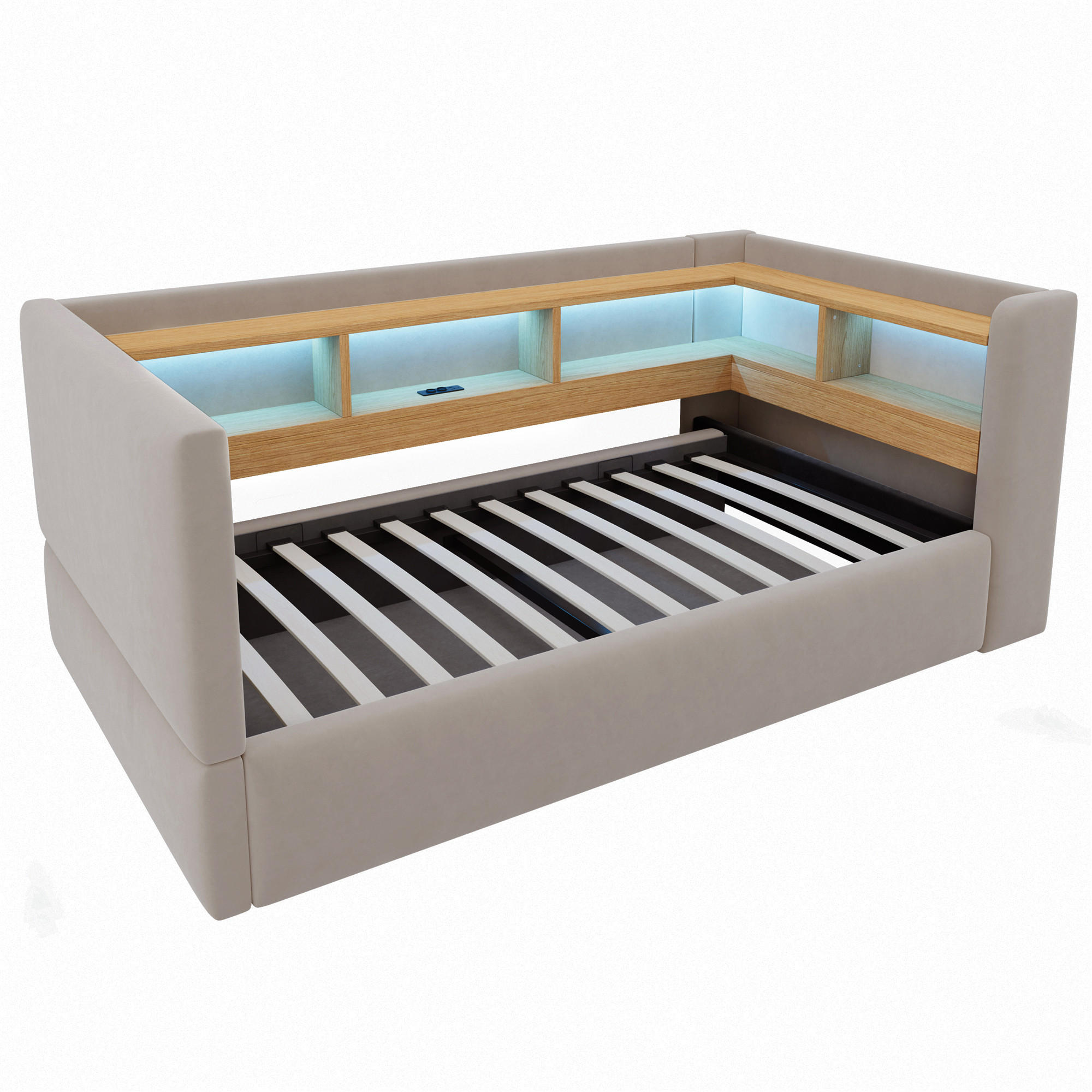 ComfortXL Stauraumbett Dunkelgrau 90x190 cm