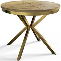 ESSZIMMERTISCH BERGO, ausziehbarer Tisch 90 cm/170 cm, Farbe: Mattbraun, mit Metallbeinen in Farbe Gold - Hellbraun/Goldfarben, Holzwerkstoff (90/90/76cm) - Alpi-Möbel