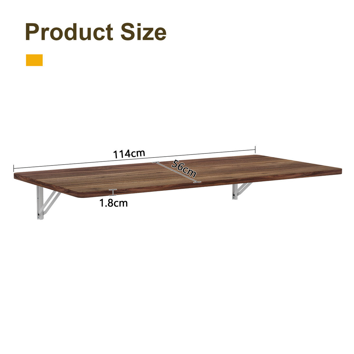 WANDREGAL DE-37385 114 cm wandmontiert mit Klappmechanik Weiß - Walnussfarben, Holzwerkstoff (56/18.5/114cm) - ComfortXL