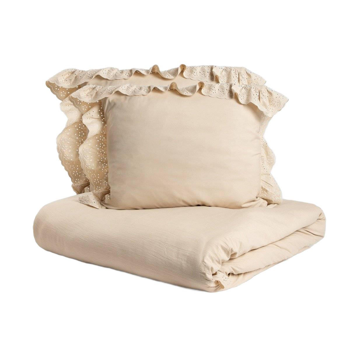 BETTWÄSCHE Morain beige mit Spitze 220/200 cm - Beige, Textil (220/200cm) - Homla