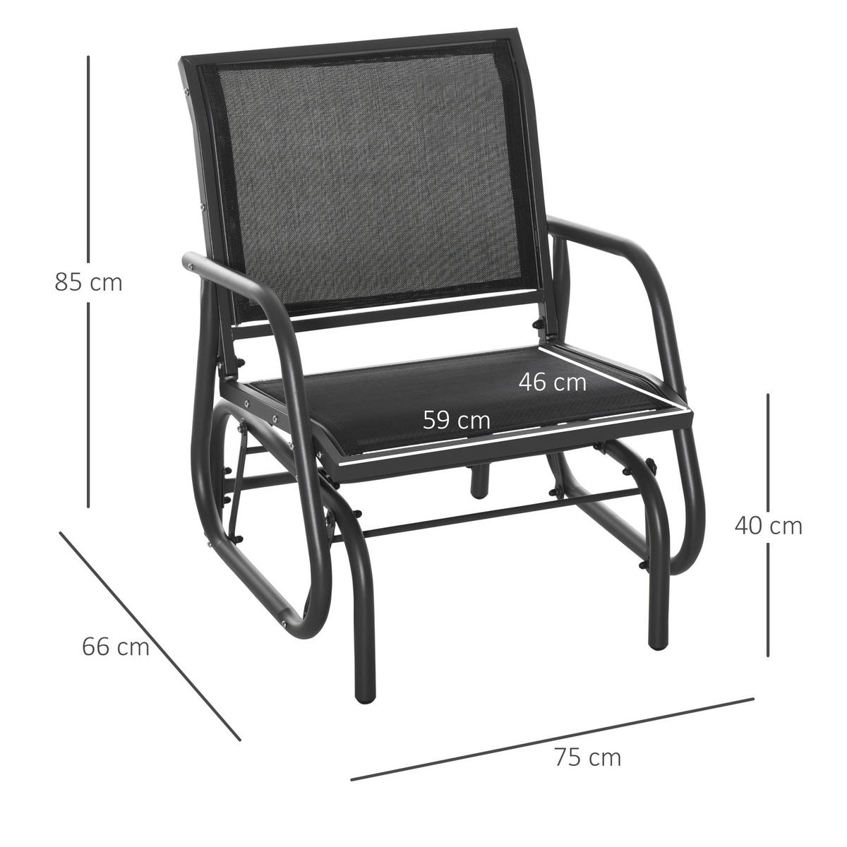 SCHAUKELSTUHL, Metall, Schwarz, 75 x 66 x 85 cm - Schwarz, Metall (66/85/75cm) - Outsunny