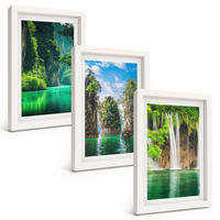 BILDER SET 3er Set - 20x30 cm Weißer Rahmen - Grüne Landschaften, Wasserfälle - Weiß, Kunststoff (20/30cm) - TULUP