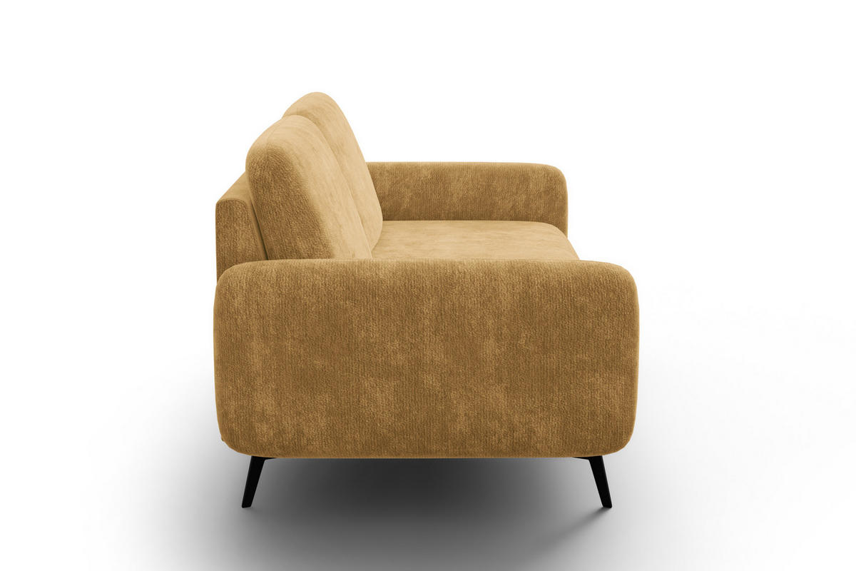 SOFA FEBE 3-Sitzer, safranfarbener Chenille-Stoff - Gelb/Schwarz, Holz/Textil (190/82/96cm) - Wozimo