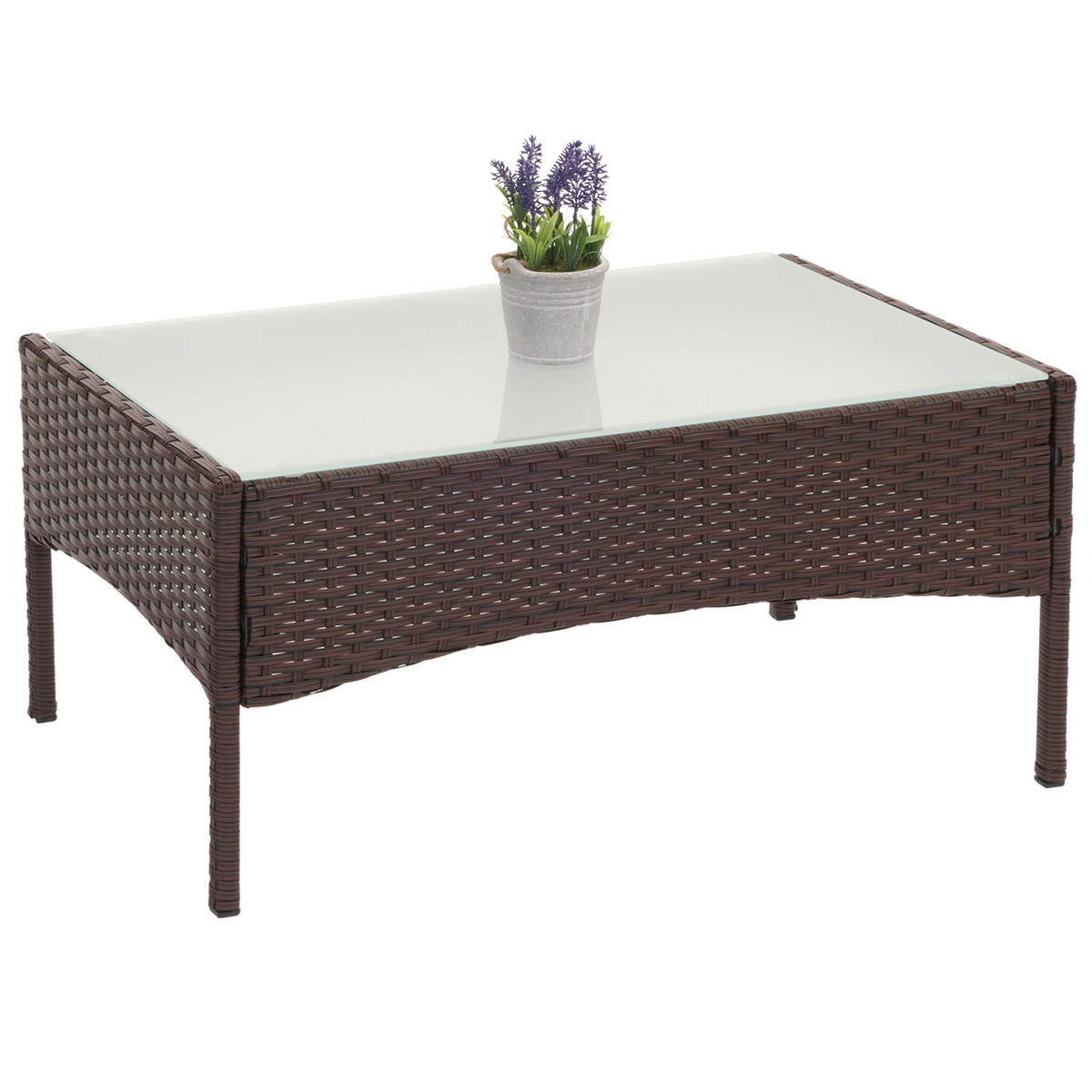 POLY-RATTAN GARTENTISCH rechteck Braun - Braun, Kunststoff (48/79/38cm) - MCW