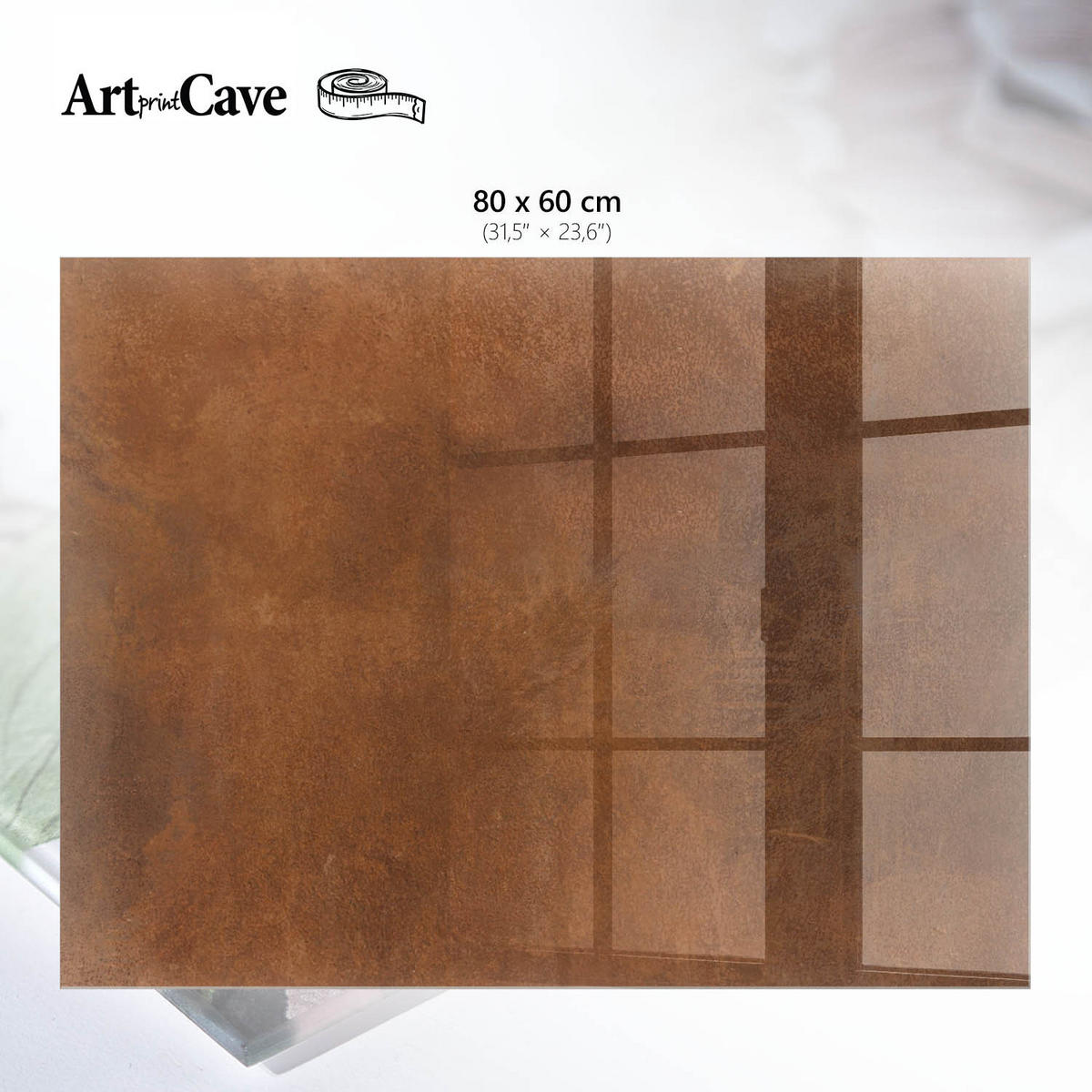 GLASPLATTE 80x60 cm – Warmes Braun - Blau, Glas (0.4/80/60cm) - ArtPrintCave