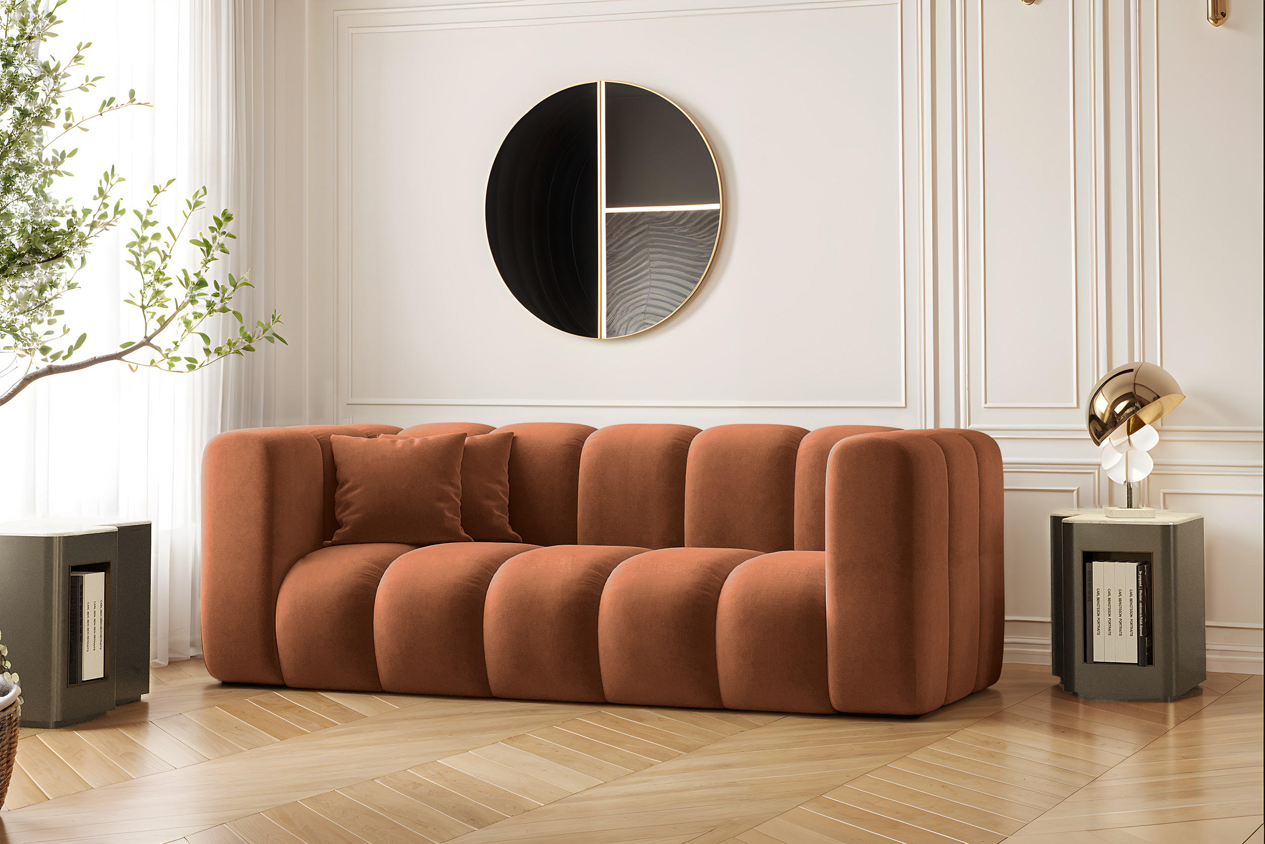 COUCH Sofa, Zweisitzer-Sofa Grand Modular Stoff Salvador Braun - Braun, Holz (197/70/91cm) - Kaiser Möbel