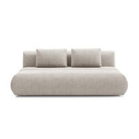 BETTSOFA ATOMO Beige Chenille-Stoff mit Schlaffunktion - Beige, Holz (217/82/134cm) - MASSENO
