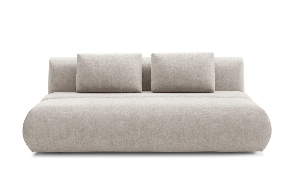 BETTSOFA ATOMO Beige Chenille-Stoff mit Schlaffunktion - Beige, Holz (217/82/134cm) - MASSENO