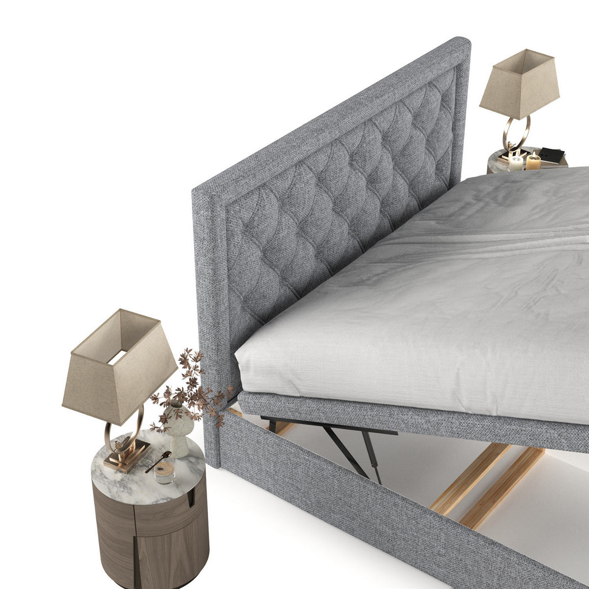 POLSTERBETT Nicobar mit Stauraum 200/200 cm Grau im Alta Stoff - Schwarz/Grau, Holz/Holzwerkstoff (200/200cm) - AltaBeds