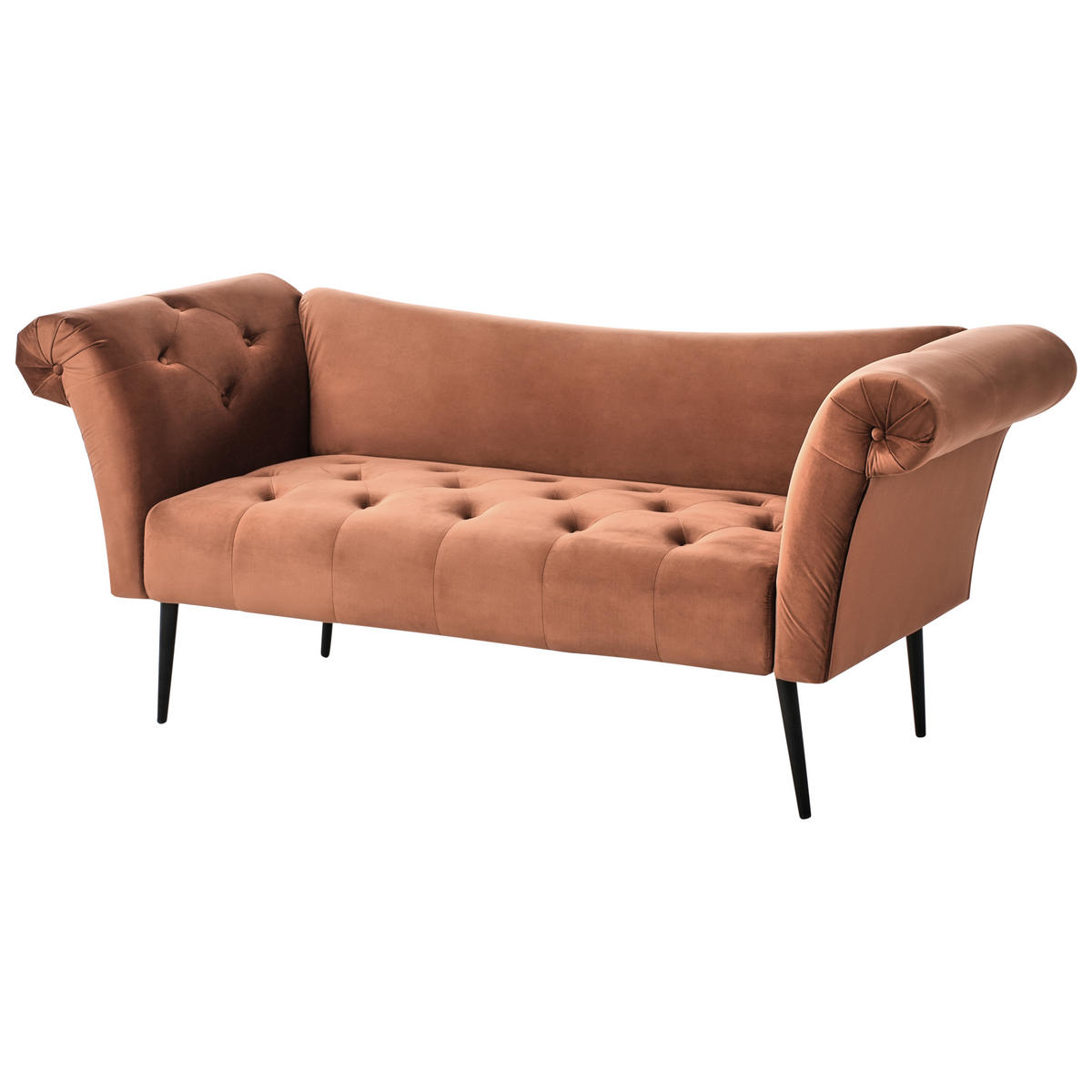 ČALOUNĚNÉ LEHÁTKO CHAISE LONGUE Sametová látka Zlatohnědé Nantilly - černá/zlatá, textil (175/76/69cm) - Beliani