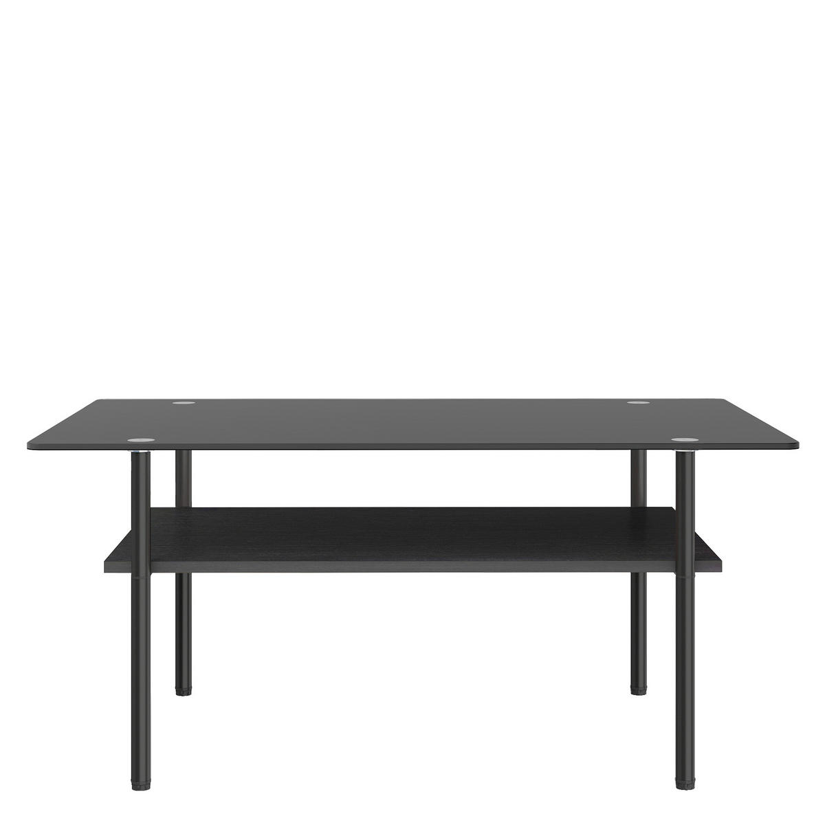 COUCHTISCH DE-37418 rechteckig mit schwarzer Glasplatte Schwarz - Schwarz, Metall (98/58/45cm) - ComfortXL
