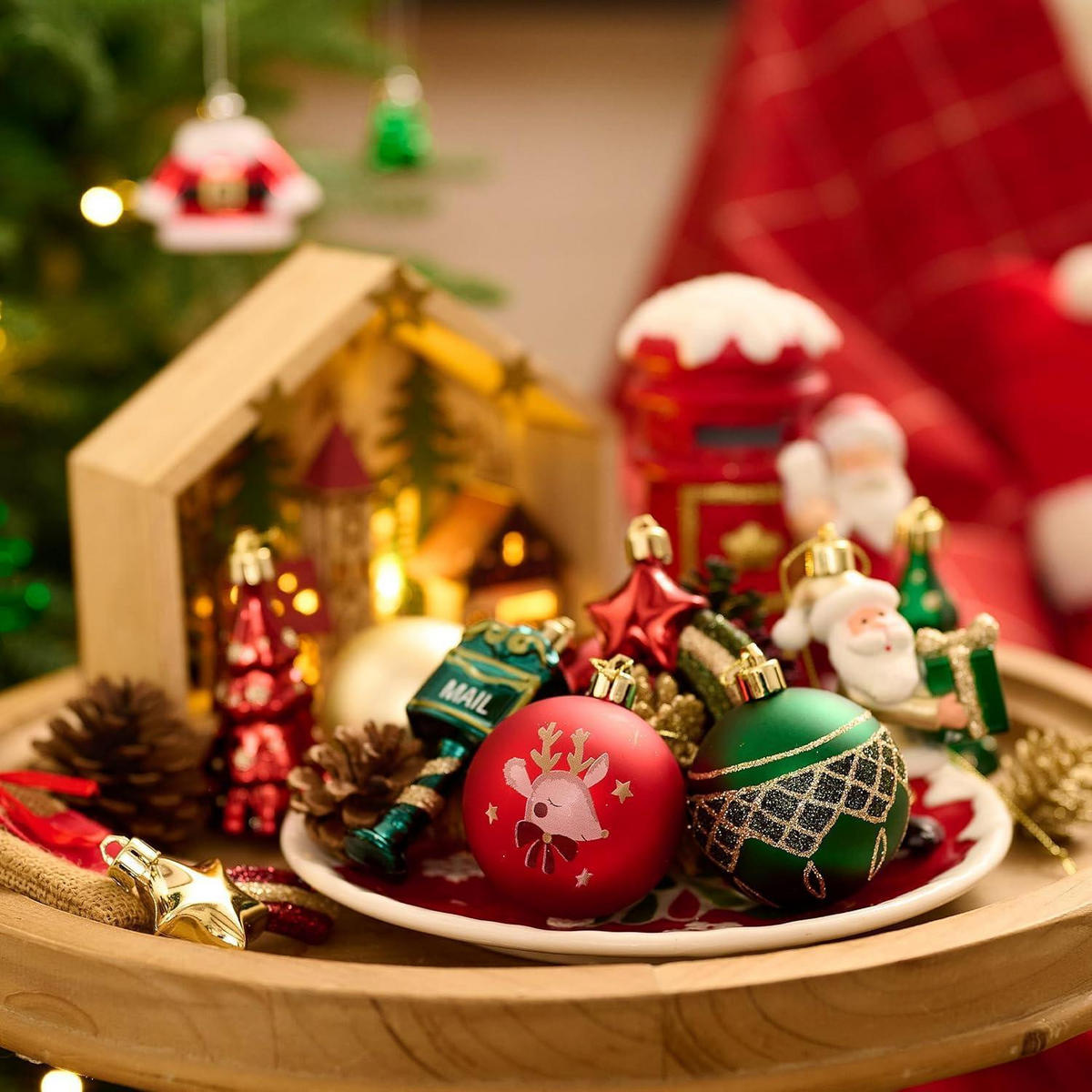 WEIHNACHTSKUGELN 40-teiliges Set Rot Grün Gold - Multicolor, Kunststoff (3.3/3.3/8.5cm)