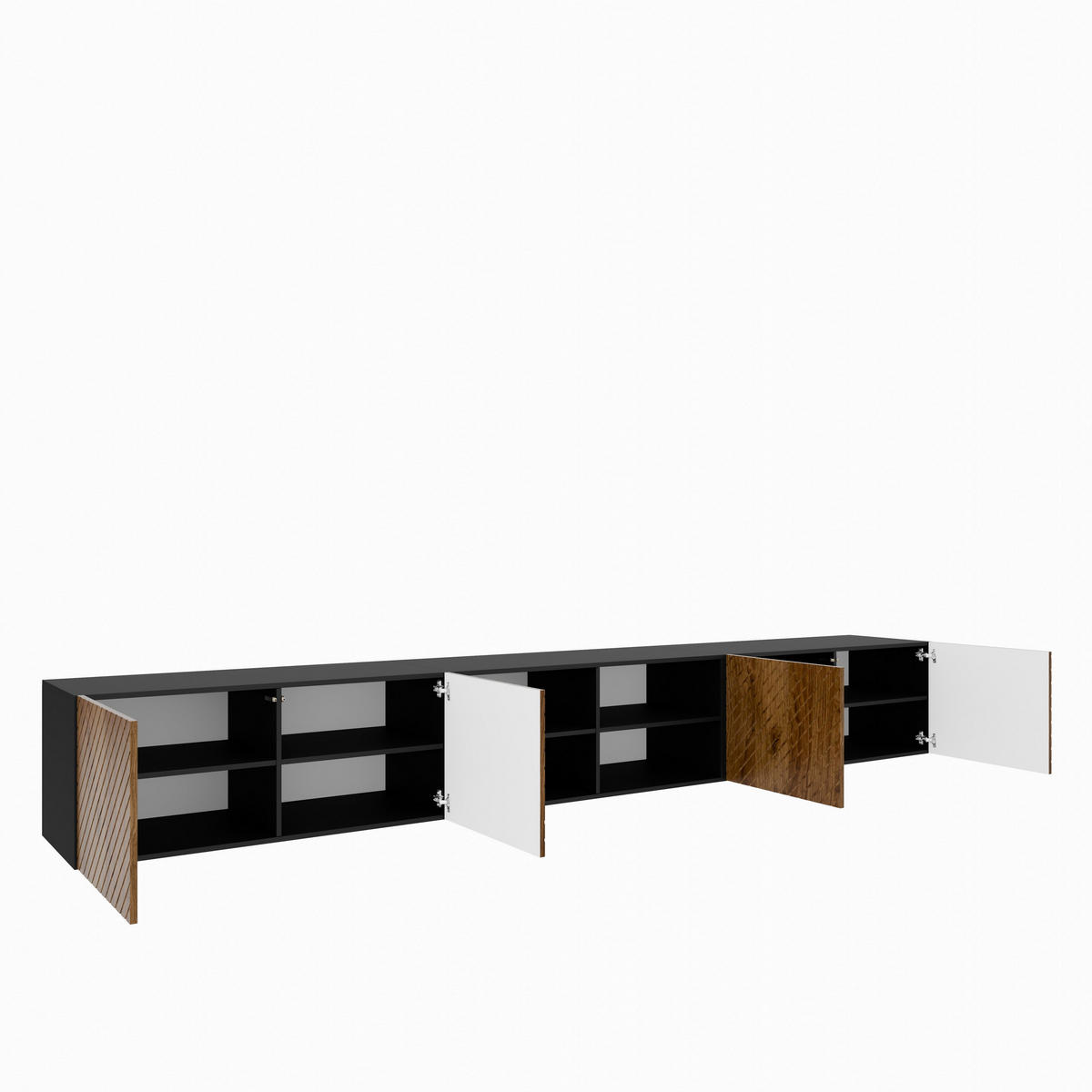 LOWBOARD CAVA 300/41/40 cm, Hängender TV-Schrank Schwarz / Eichefarben - Eichefarben/Schwarz, Holzwerkstoff (300/41/40cm) - MASSENO